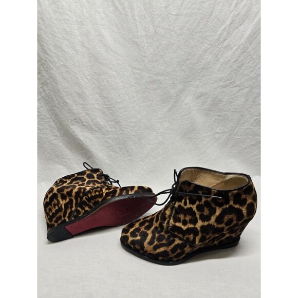 Christian Louboutin Compacta Wedge Booties EU 35 US 5 Leopard Calf Hair - Picture 1 of 16